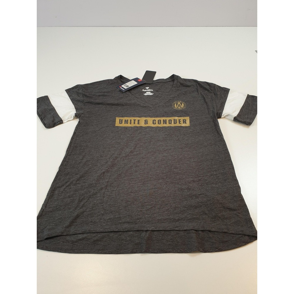 Atlanta United FC Shirt Womens Small Gray MLS Soccer V-Neck Unite & Conquer